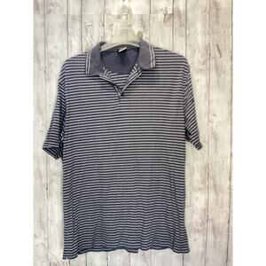 Polo Shirt XXL Black White Striped Short Sleeve Mercerized Cotton for Men